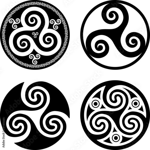 Vector: Set of black isolated celtic symbols - triskels Set of black isolated celtic symbols - triskels