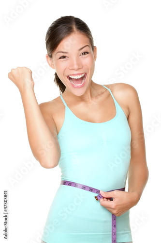Photo: Weight loss concept woman happy Weight loss concept woman happy