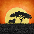 Lion made from recycled paper background