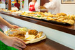 rack with several dishes of food