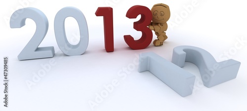Illustration: Cardboard Box figure bringing in the new year Cardboard Box figure bringing in the new year