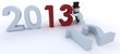 Illustration: Snowman in hat and scarf bringing in the new year Snowman in hat and scarf bringing in the new year