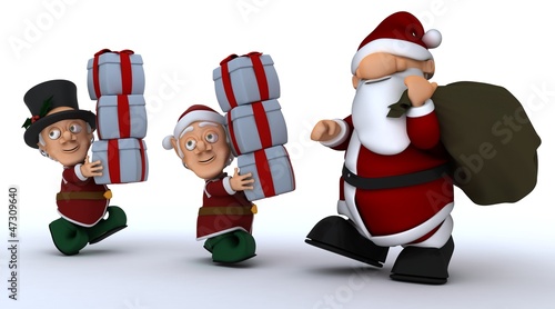 Illustration: Christmas Elf Carrying Gifts for santa Christmas Elf Carrying Gifts for santa