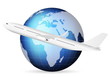 Vektor: world globe and airplane world globe and airplane