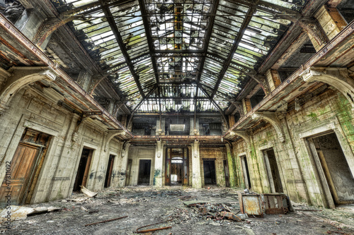 Photo: Beautiful glass roof inside the hall of an abandoned central off Beautiful glass roof inside the hall of an abandoned central off