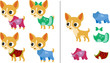 Set of Cartoon dogs with clothes