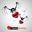 happy birthday kiss postcard smile