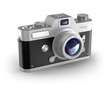 Retro photo camera over white. My own design.