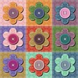 Vector: patchwork background with flowers and buttons patchwork background with flowers and buttons