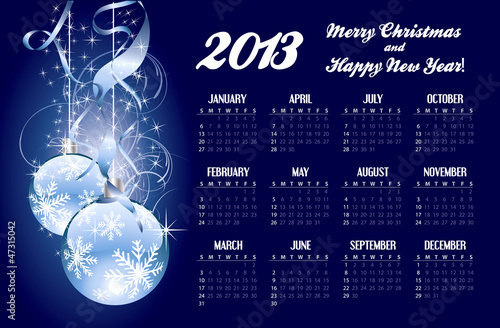 Vector: 2013 calendar with Christmas greeting 2013 calendar with Christmas greeting
