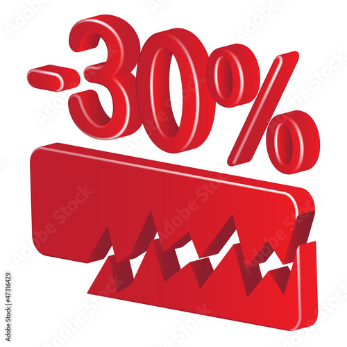 Vector: minus 30 percent minus 30 percent