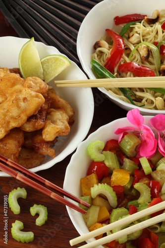 Photo: Chinese salad and fish Chinese salad and fish