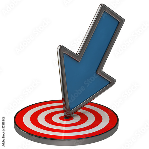 Illustration: Success concept. Blue arrow and target. Success concept. Blue arrow and target.