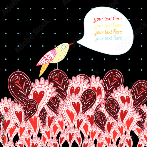 Vector: background with hearts and birds background with hearts and birds
