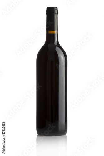 Photo: Elegant wine bottle isolated on a white background Elegant wine bottle isolated on a white background