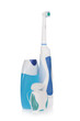 Photo: Electric toothbrush, toothpaste and dental floss isolated Electric toothbrush, toothpaste and dental floss isolated