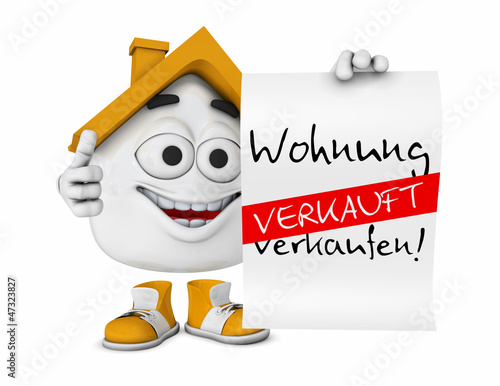 Illustration: Kleines 3D Haus Orange - Wohnung zu verkaufen! - Verkauft Kleines 3D Haus Orange - Wohnung zu verkaufen! - Verkauft