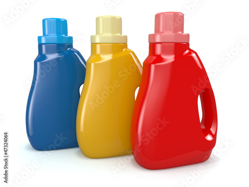Illustration: Plastic detergent bottles. Cleaning products. Plastic detergent bottles. Cleaning products.