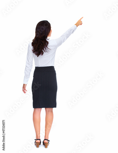 Photo: Business woman touching a copyspace. Business woman touching a copyspace.