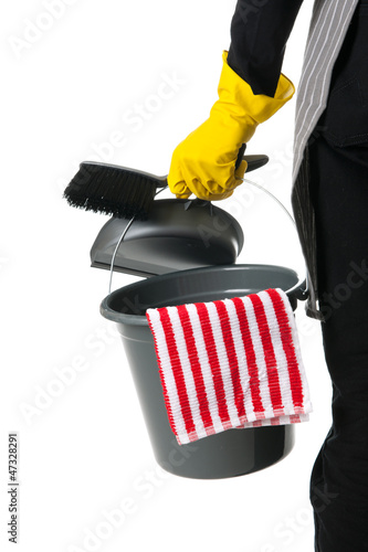 Photo: Cleaner with equipment Cleaner with equipment