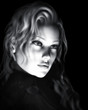 Black and White Beautiful Woman Illustration