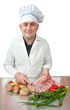 chef man with raw meat