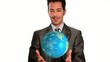 businessman's got the whole world in his hands