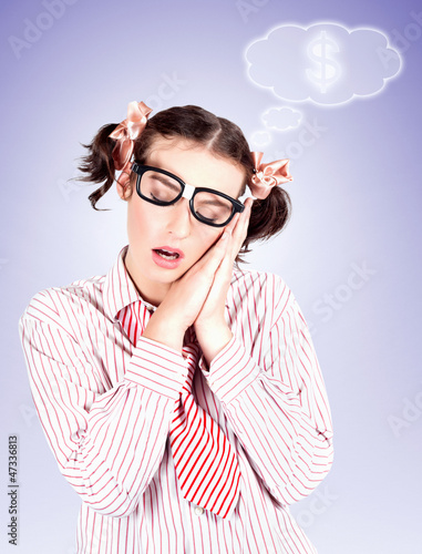Photo: Smart Accountant Business Woman Dreaming Of Money Smart Accountant Business Woman Dreaming Of Money