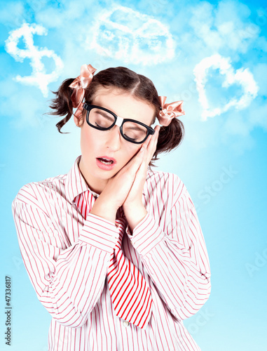 Photo: Business Woman In A Money House And Love Dream Business Woman In A Money House And Love Dream