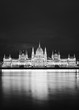 Parliament, Budapest, Hungary at night in black and white