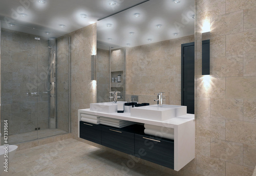 Illustration: bathroom interior in bright colors bathroom interior in bright colors