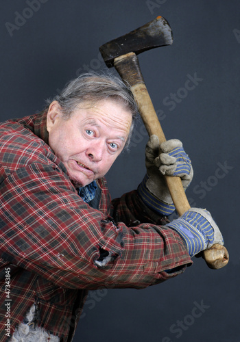 Photo: Insane old man with axe Insane old man with axe
