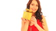 Beautiful woman with gift box.