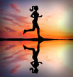 Photo: Woman running in the morning Woman running in the morning