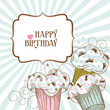 Happy birthday card with cupcakes