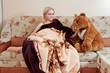 woman with teddy bear