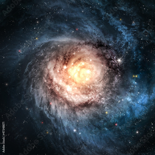 Illustration: Incredibly beautiful spiral galaxy somewhere in deep space Incredibly beautiful spiral galaxy somewhere in deep space