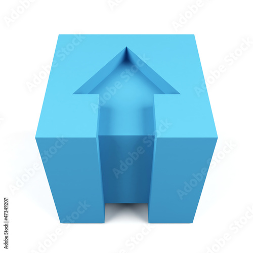 Illustration: 3d cube with red arrow 3d cube with red arrow