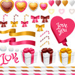 Set of decorative design elements for the holiday.