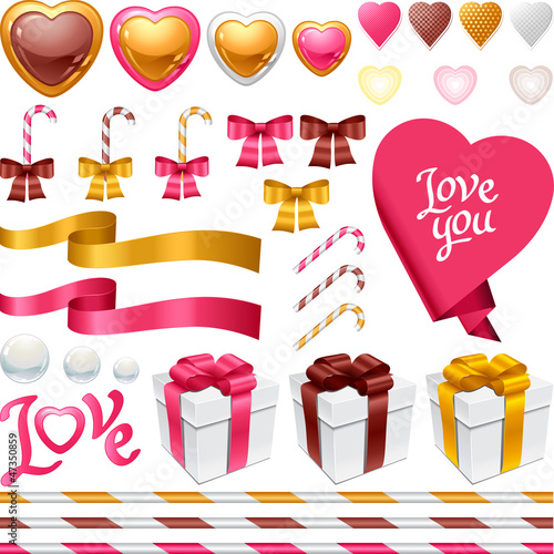 Vector: Set of decorative design elements for the holiday. Set of decorative design elements for the holiday.