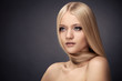 Fashion Blond Girl. Beautiful Makeup and Healthy Hair