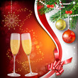 Vector: Glass of champagne with Christmas decoration Glass of champagne with Christmas decoration