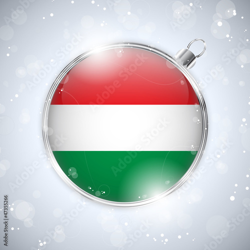 Vector: Merry Christmas Silver Ball with Flag Hungary Merry Christmas Silver Ball with Flag Hungary