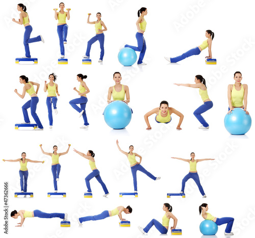 Photo: Set of exercising woman Set of exercising woman