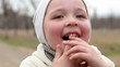 beautiful little boy laughs and smiles