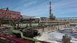 Big splashes of waste water in tank on water treatment plant