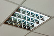 Office ceiling with built-in fluorescent shining lamp