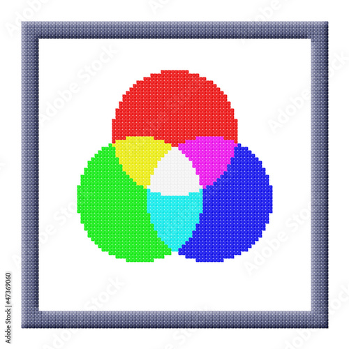 Illustration: Cubes pixel image of RGB color settings icon Cubes pixel image of RGB color settings icon