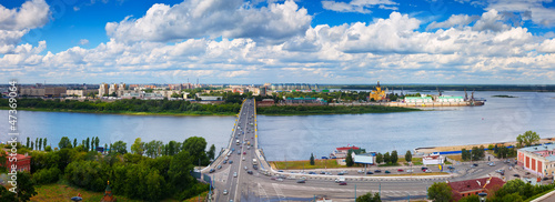 Photo: Kanavinsky bridge and Junction of Oka river with Volga River Kanavinsky bridge and Junction of Oka river with Volga River