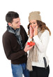 Isolated young christmas couple